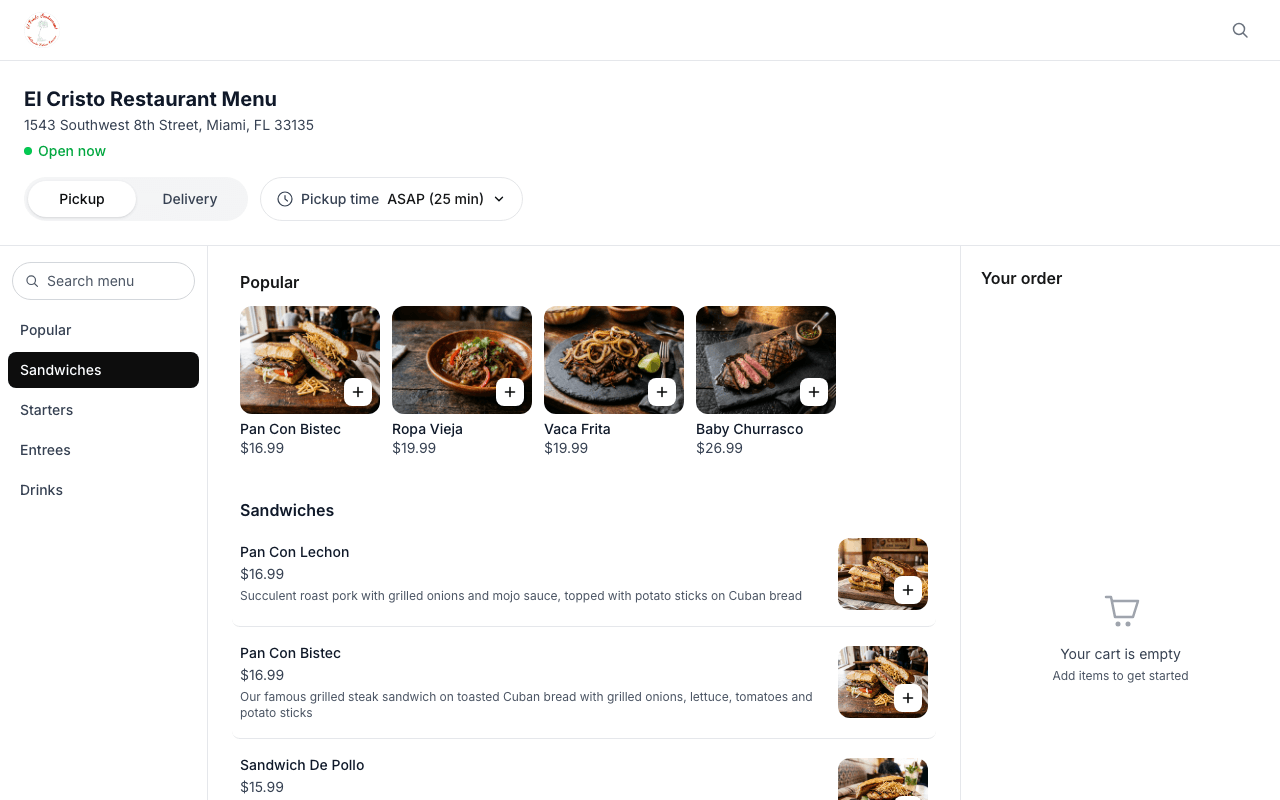 El Cristo Restaurant online ordering